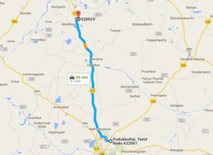Trichy To Pudukkottai Map